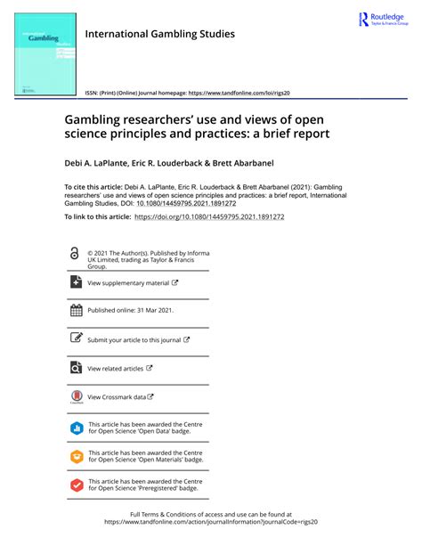 gambling research|Full article: Gambling researchers’ use and views of open science .